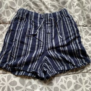 Striped High Waisted Drawstring Shorts